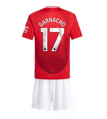 Manchester United Alejandro Garnacho #17 Primera Equipación Niños 2024-25 Manga Corta (+ Pantalones cortos)